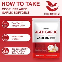 1 PACK AcentiaLabs Aged Garlic Extract, 300 Softgels, 7500mg | Heart & Immune