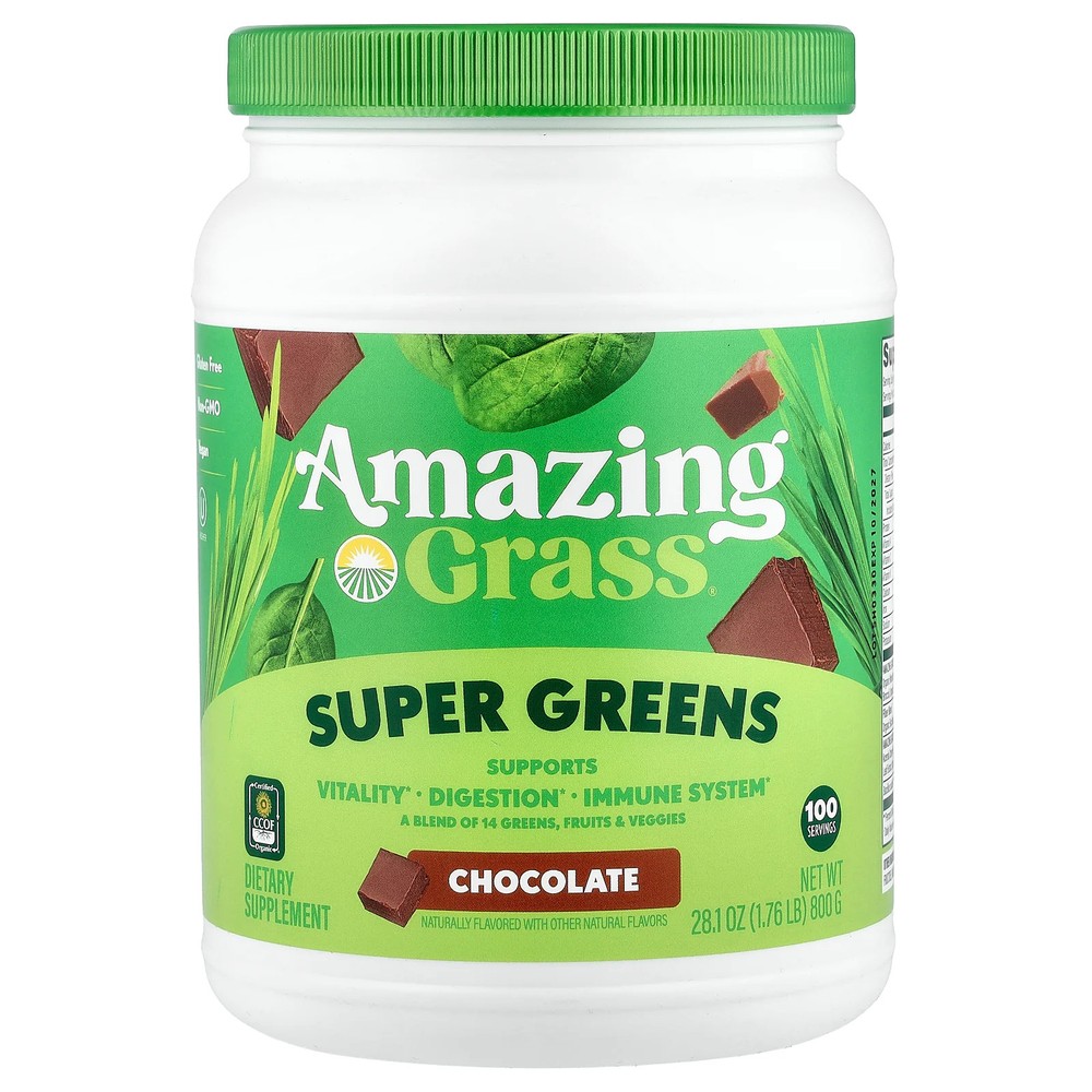 2 X Amazing Grass, Super Greens, Chocolate, 28.1 oz (800 g)