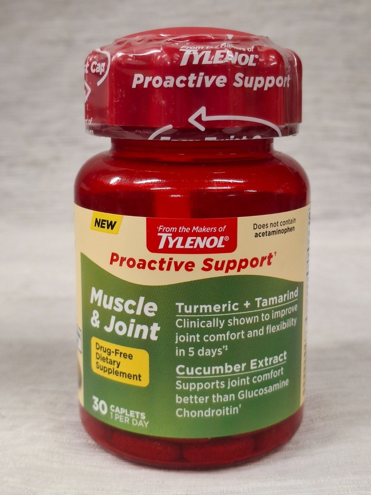 Tylenol Proactive Support Muscle & Joint Supplements, 30 Count Exp 3/2027 New