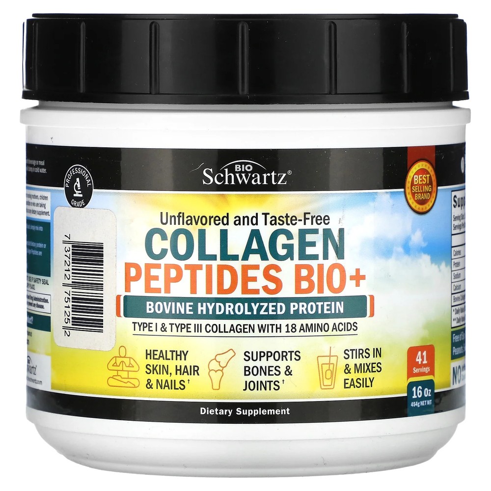 2 X BioSchwartz, Collagen Peptides Bio+, Unflavored, 16 oz (454 g)