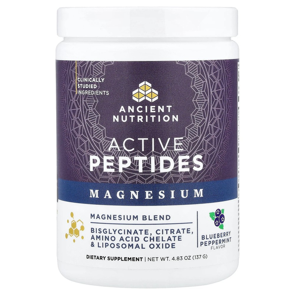 2 X Ancient Nutrition, Active Peptides, Magnesium, Blueberry Peppermint, 4.83 o