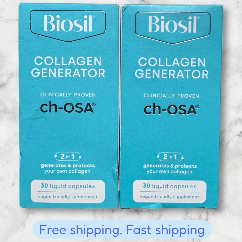 FOR 2 Biosil Collagen Generator Ch-OSA 30 Liquid Filled Capsules Each EXP4/26