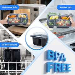 YANGRUI Meal Prep Containers 40 Pack 34 oz – Shrink-Wrapped No Pre-Wash | 4 Comp