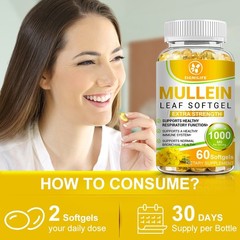 Mullein Leaf Capsules 1000mg – Support Lung Cleanse Respiratory Health Vegan US