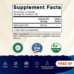 Vitamatic Alpha Lipoic Acid (ALA) 600mg Per Serving – 240 Capsules – 2 Pack