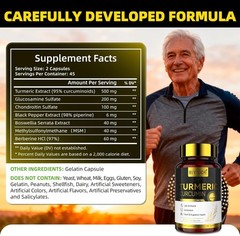 Turmeric Curcumin Supplement 500mg: with Berberine 60mg & Glucosamine Chondroiti