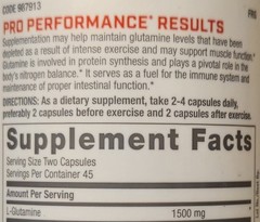 GNC Pro Performance L-GLUTAMINE 1500 mg 90 Capsules (45 Servings) BEST BY 08/26
