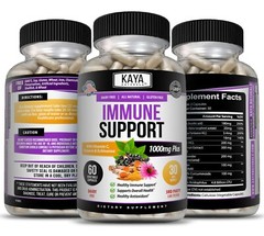 Immune System Booster, Elderberry, Zinc, Probiotics, Echinacea, Garlic, Turmeric