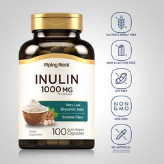 Inulin Capsules | 1000 mg | 100 Count | Non-GMO Supplement | by Piping Rock