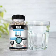 B-12 Complex 60ct, Vitamins B1, B2, B3, B5, B6, B8 & B12, Energy, Metabolism Aid