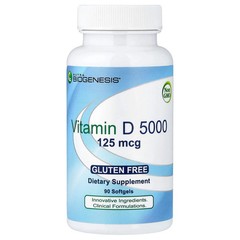 2 X Nutra BioGenesis, Vitamin D 5000, 125 mcg, 90 Softgels