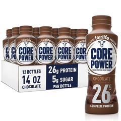 Core Power Protein Shake, Chocolate, 26g Bottle, 14oz, 14 Fl Oz (Pack of 12)