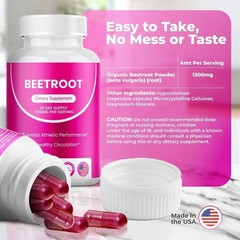 3PCS-Rosabella Organic Beet Root 60 Capsules Natural Energy Boost Blood Pressure