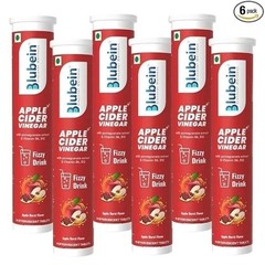 6 x Blubein APPLE CIDER VINEGAR ++ Effervescent 90 Tabs with Vitamin B6 & B12 c8