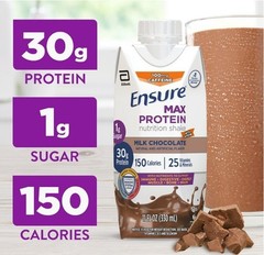 Ensure Max Protein Shake Chocolate with Caffeine 30g Protein 11 oz Each 12 Pack