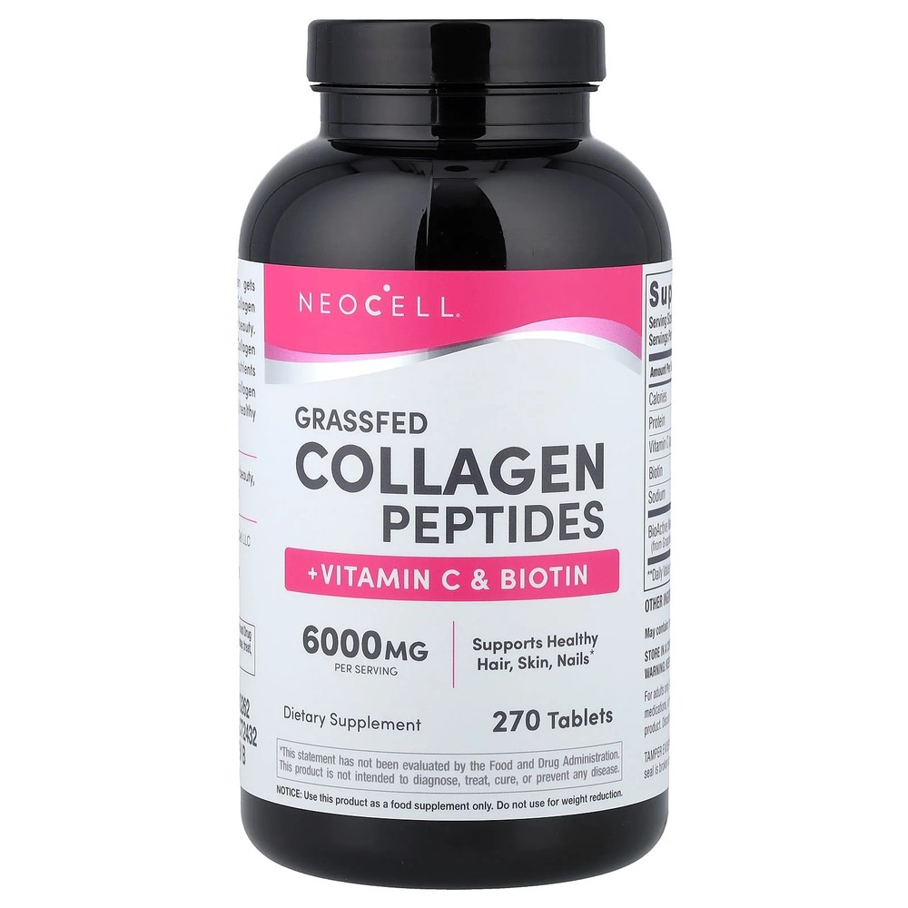 2 X NeoCell, Grassfed Collagen Peptides + Vitamin C & Biotin, 270 Tablets