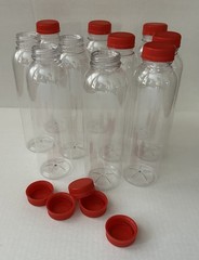 10 NEW Clear Round Plastic Bottles With Cap 16 Oz