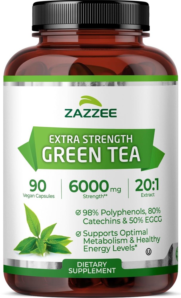 Zazzee Extra Strength Green Tea 20:1 Extract, 50% EGCG, 98% Polyphenols, 80% Cat