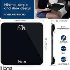 Digital Scale, Bathroom Scale, Batteries Included, Scale Body One Size Black