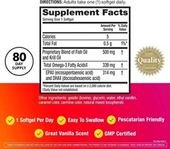 MegaRed Advanced Absorption Omega 3 Fish Oil 500mg 80 Softgels New Free Shipping