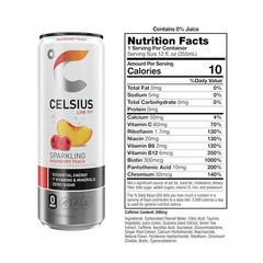 Celsius Energy Drink Raspberry Peach Sugar Free 12 Fl Oz