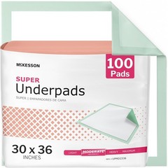 McKesson Super Underpads, Incontinence Bed Pads 30″ x 36″ [100 Count], Moderat