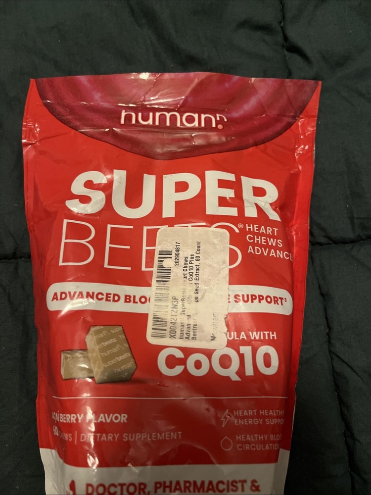 humanN SuperBeets Heart Chews Advanced – 3-in-1 Formula Açaí Berry 60ct 3/26