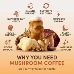 3PACK Mushroom Coffee USDA Organic with 6 Adaptogenic Mushrooms 30 servings New