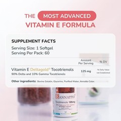 WELLNESS EXTRACT Eannatto Tocotrienols Vitamin E Supplements – 125MG, 60 Softgel