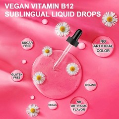 Vitamin B Complex Vegan Liquid Drops B9, B12 & Vitamin D3 for Men and Women