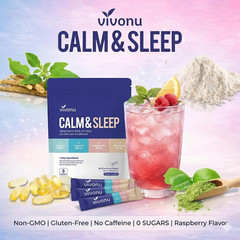 Calm Sleep Powder Drink Mix Raspberry L-Theanine Ashwagandha Magnesium