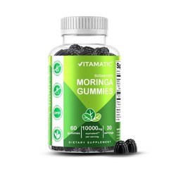 Vitamatic Moringa Gummies 10,000mg – Sugar Free, Natural Energy & Detox, 60ct
