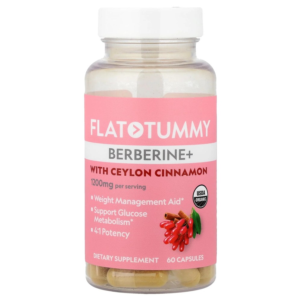 2 X Flat Tummy, Berberine+ With Ceylon Cinnamon, 60 Capsules