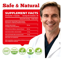 GlucoBio Beet Root Capsules Nitric Oxide Blood Pressure Support Heart 180 Count