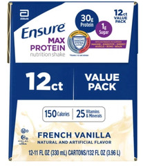 Ensure Max Protein Shake French Vanilla 30g Protein 11oz 12 Pack