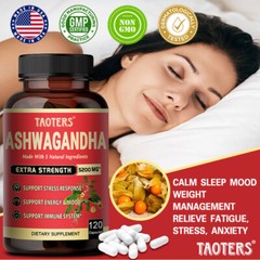 Organic Ashwagandha Capsules 5200mg Supplement With Black Pepper Root Powder