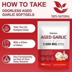 Odorless Garlic 7500Mg per Servings, 300 Softgels | 2 Years Aged Garlic Extra..