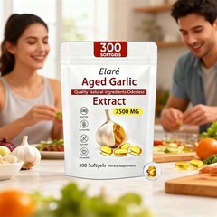 Elare Aged Garlic Extract, 300 Softgels, 7500mg Odorless | Heart & Immune USA