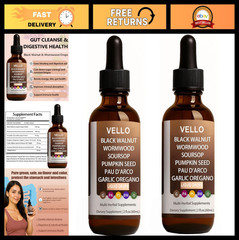 Black Walnut Wormwood Gut Cleanse – Soursop, Pumpkin Seed, PAU D’arco, Garlic, O