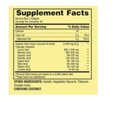 Spring Valley Extra Virgin Coconut Oil Supplement 1,000 mg 90 Count Softgels