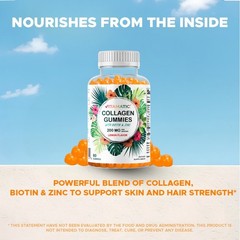 Vitamatic Hydrolyzed Collagen Gummies with Vitamin C, Zinc & Biotin -60 Gummies