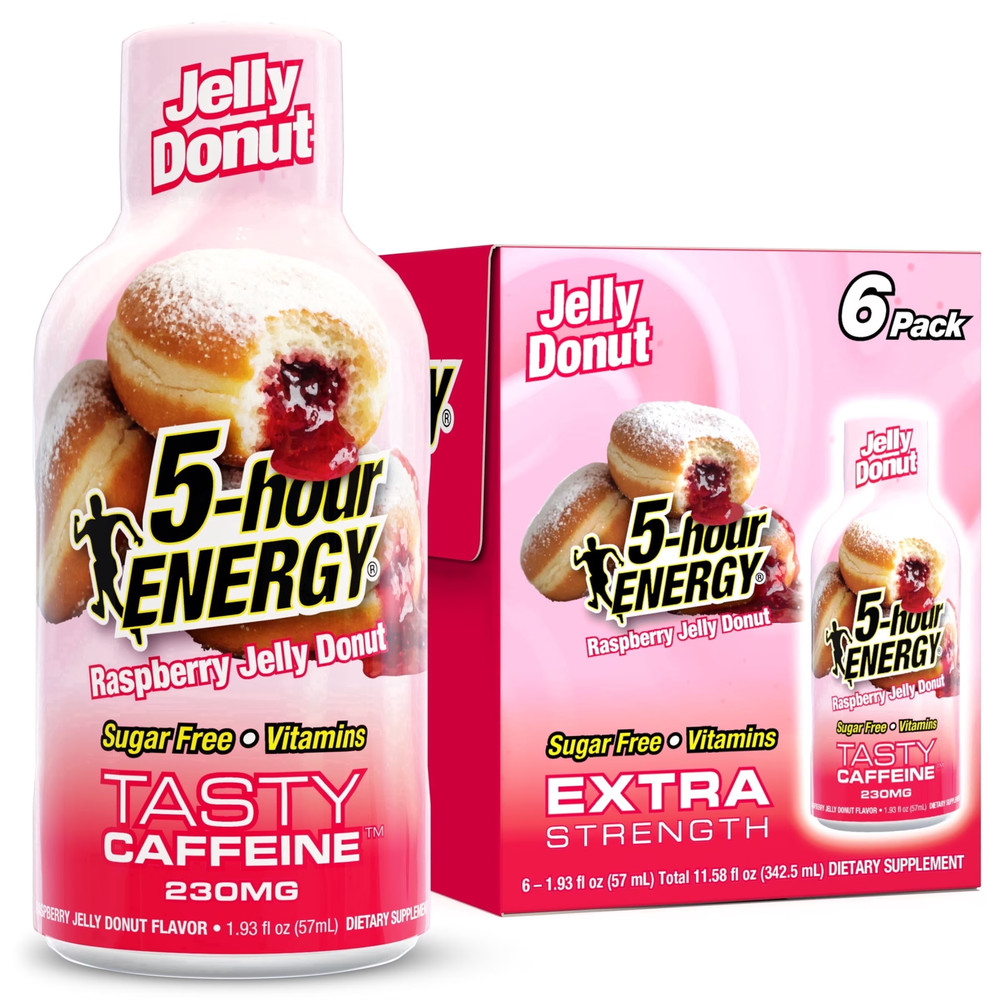 JELLY DONUT Flavor, 6 Pack, 1.93 Fl Oz Energy Shot, Extra Strength
