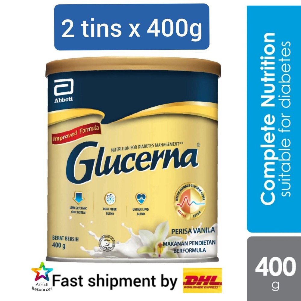 2 cans Glucerna 400g Triple Care Diabetic Milk (Vanilla Flavor)~FAST SHIP by DHL