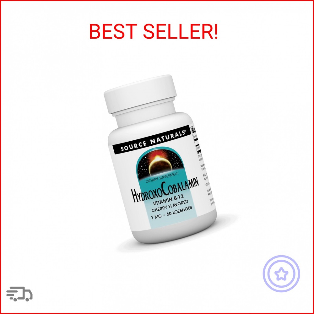Source Naturals HydroxoCobalamin, Vitamin B-12, 1 mg – 60 Cherry Flavored Lozeng