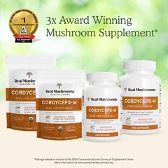 Real Mushrooms Cordyceps Capsules – Performance Mushroom Extract Supplement w…