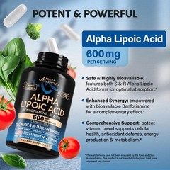 Alpha Lipoic Acid 600mg – ALA Supplement Antioxidant 120 Count (Pack of 1)
