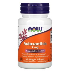 Now Foods Astaxanthin 4 mg 60 Veggie Softgels GMP Quality Assured, Kosher