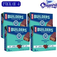 4 Box CLIF Builders Chocolate Mint Flavor Plant Based Protein Bars Gluten Free