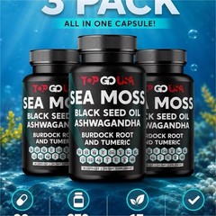 3 Pack Sea Moss Complex Capsules – 270 Caps Black Seed Oil Ashwagandha Turmeric