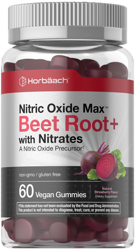 Nitric Oxide Beet Root | 60 Vegan Gummies | With Nitrates | by Horbaach